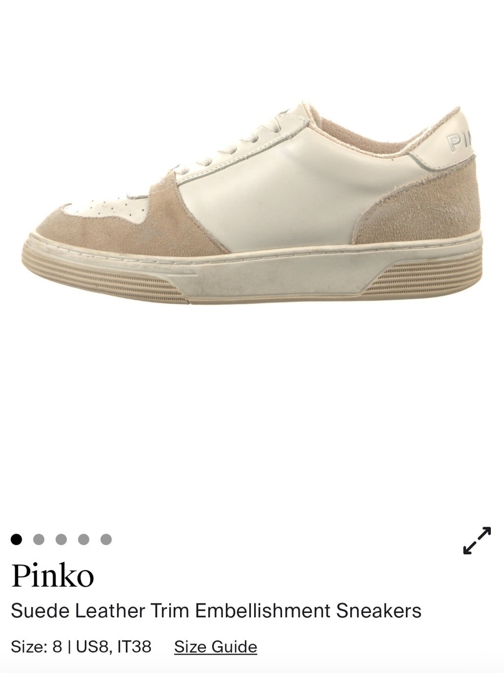 Pinko Men's Suede & Leather Trim Sneakers in Beige/White